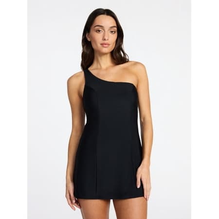 Time and Tru Women's One Shoulder Swim Dress, Sizes XS-3X