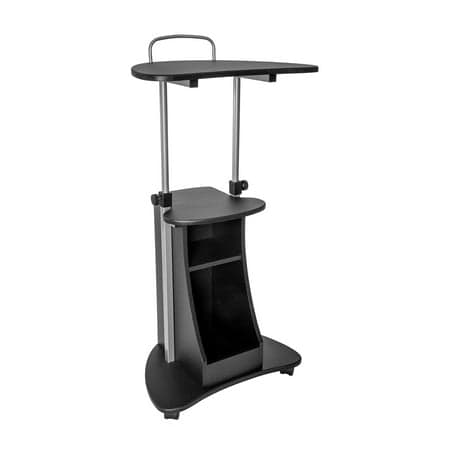 Techni Mobili Sit-to-Stand Rolling Adjustable Height Laptop Cart With Storage, Graphite, RTA-B002-GPH06