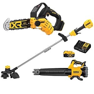 Power Your Outdoor Tasks: DeWALT Trimmer, Blower, and Chainsaw Bundle