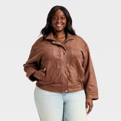 Women's Suede Fashion Jacket - Universal Thread™ Rust XXL