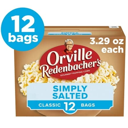 Orville Redenbacher’s Microwave Popcorn Value Size, Naturals Simply Salted Flavor Popcorn, 3.29 oz., 12-Count