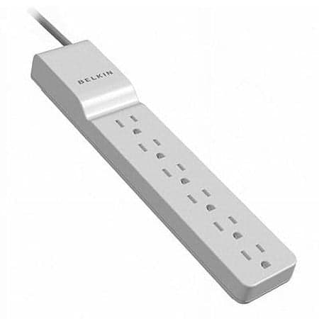 Belkin Surge Protector Power Strip, 6 AC Outlets, 4ft Extension Cord, 720 Joules, Wall Mount, Flat Plug, Home & Office Use, ETL Listed, White – Reliable Protection for Electronics