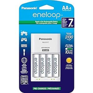 4-Pack Panasonic eneloop 2000mAh AA Rechargeable Batteries w/ Advanced Charger $17.40