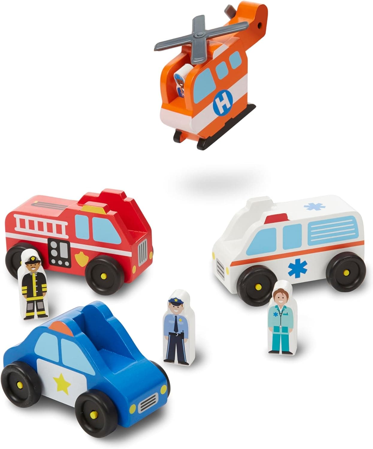 Melissa & Doug Emergency Vehicles Wooden Playset