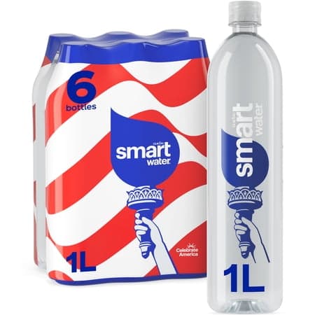smartwater Vapor Distilled Water Bottles, 33.8 fl oz, 6 Pack