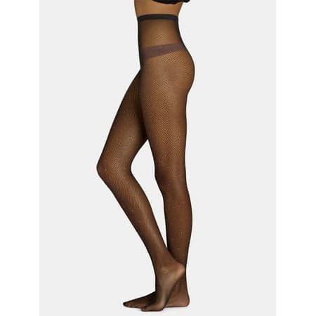 No Boundaries Juniors Rhinestone Fishnet Tights for Women, Sizes S-3XL