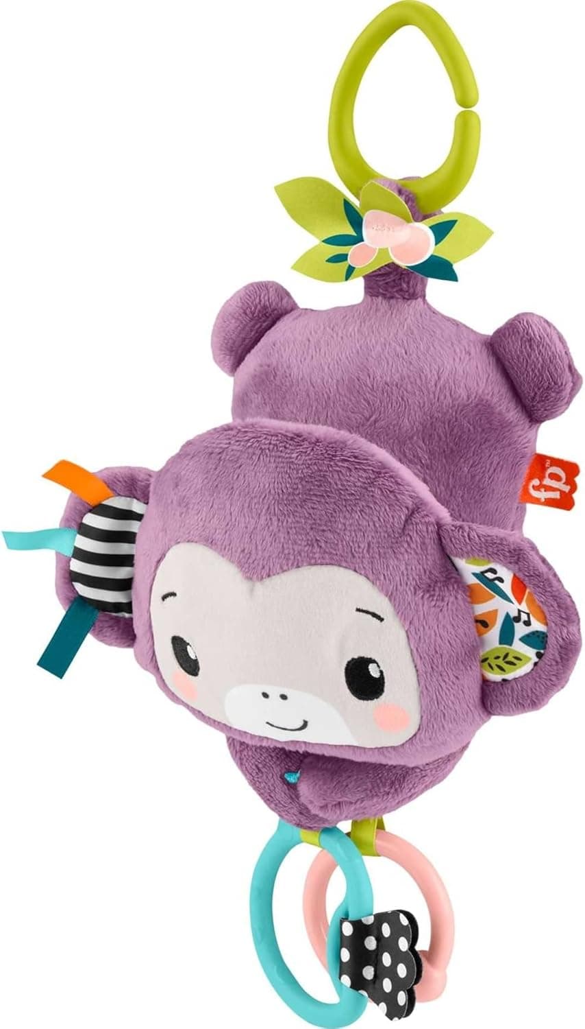 Sing & Go Purple Monkey Plush Stroller Toy with Sensory Features
