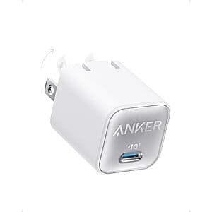 Anker 511 30W USB-C GaN PIQ 3.0 Foldable Charger (Black or White) from $10
