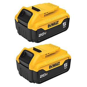 2-Pack DEWALT 20V MAX 5Ah Batteries at 44% Off