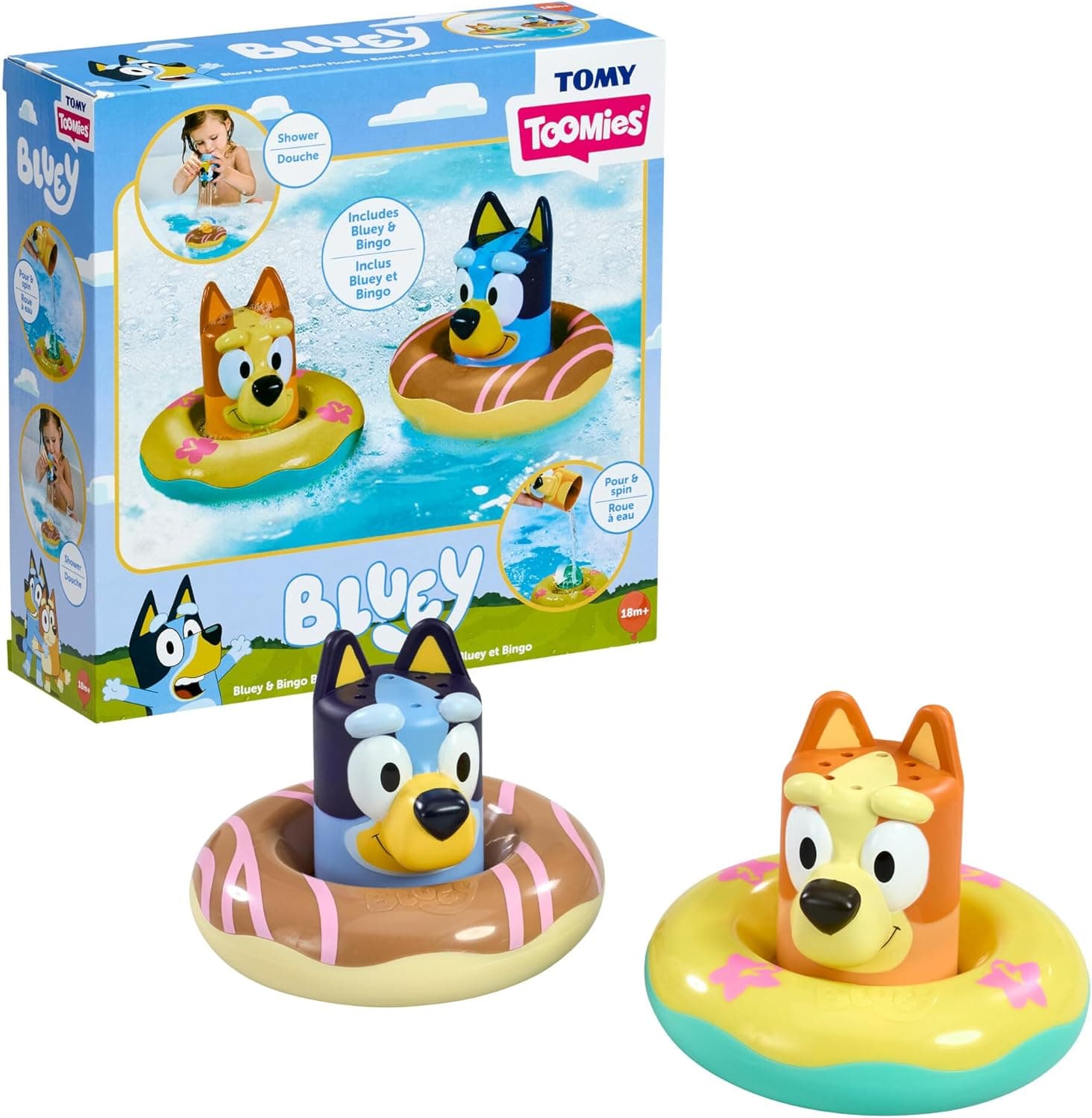 Splash & Float Bingo and Bluey Water Toys - 2-in-1 Toddler Bath Set