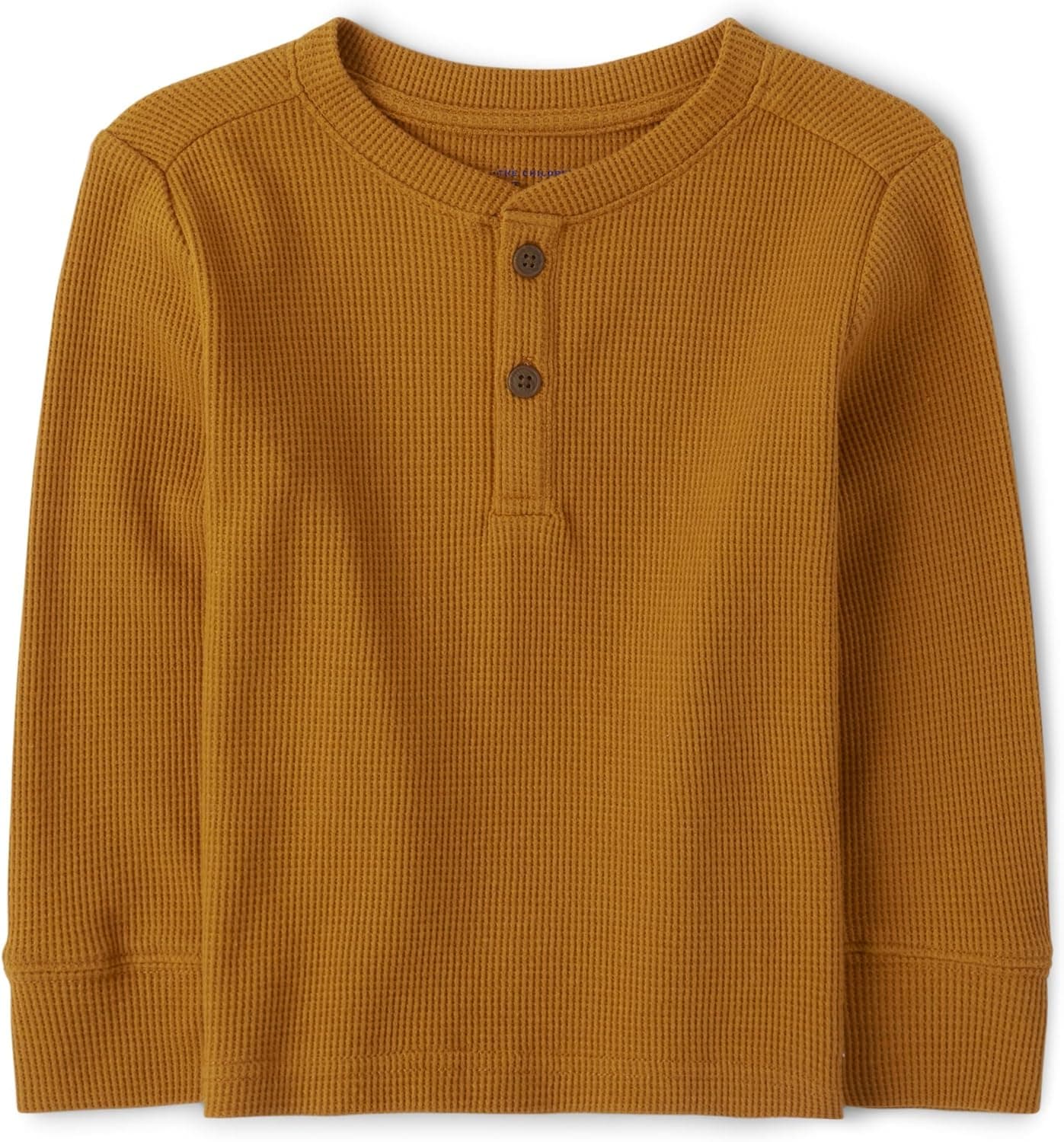 The Children's Place Baby Boys' and Toddler Long Sleeve Thermal Henley Shirt, Honey Comb, 4T