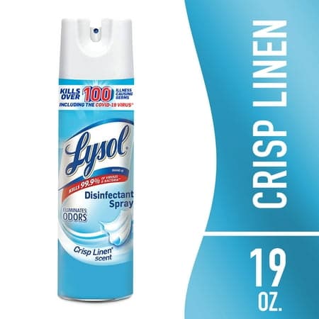 Lysol Disinfectant Spray, Sanitizing and Antibacterial Spray, Deodorizer, Crisp Linen, 19 oz