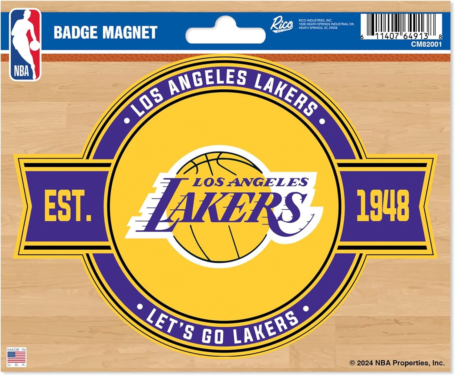Rico Industries NBA Basketball Los Angeles Lakers Standard Badge Magnet - for Car, Fridge