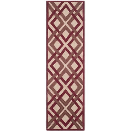 SAFAVIEH Martha Stewart Baldric Geometric Wool Runner Rug, Ivory/Red, 2'3" x 8'