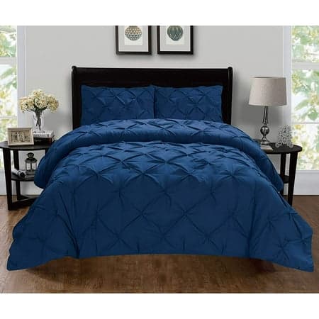 2-Piece Pintuck Design Duvet Cover SetWrinkle-Free Twin/Twin XL Navy Blue