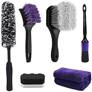6-Piece Car Detailing Brush Kit in Purple