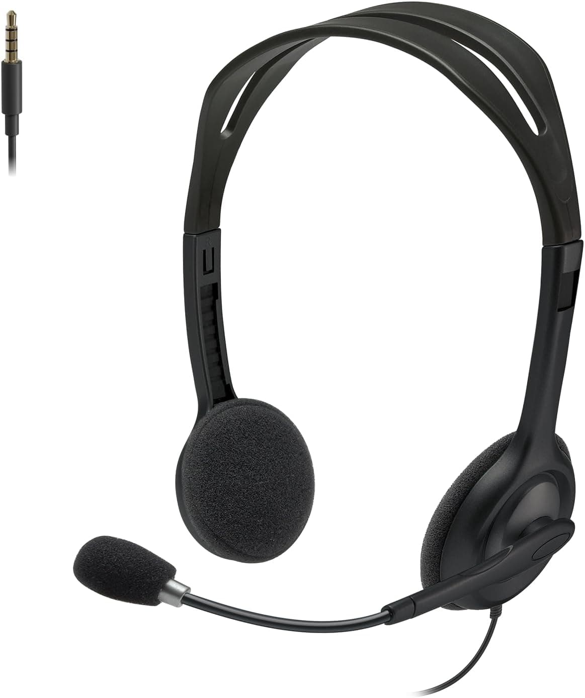 Logitech H111 Wired Headset - Noise-Cancelling Mic for PC, Laptop, Phones