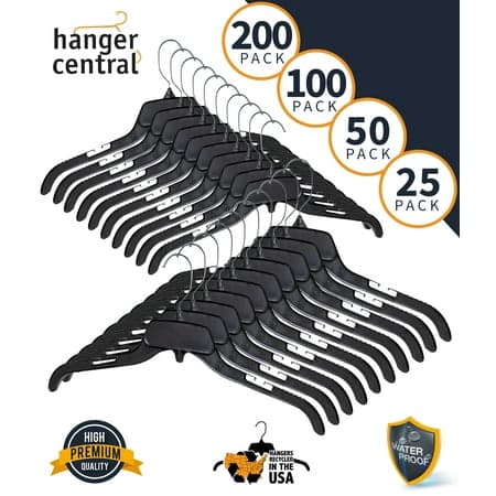 Hanger Central 10 Pack Black Plastic Shirt Hangers With Swivel Hooks 17 inch