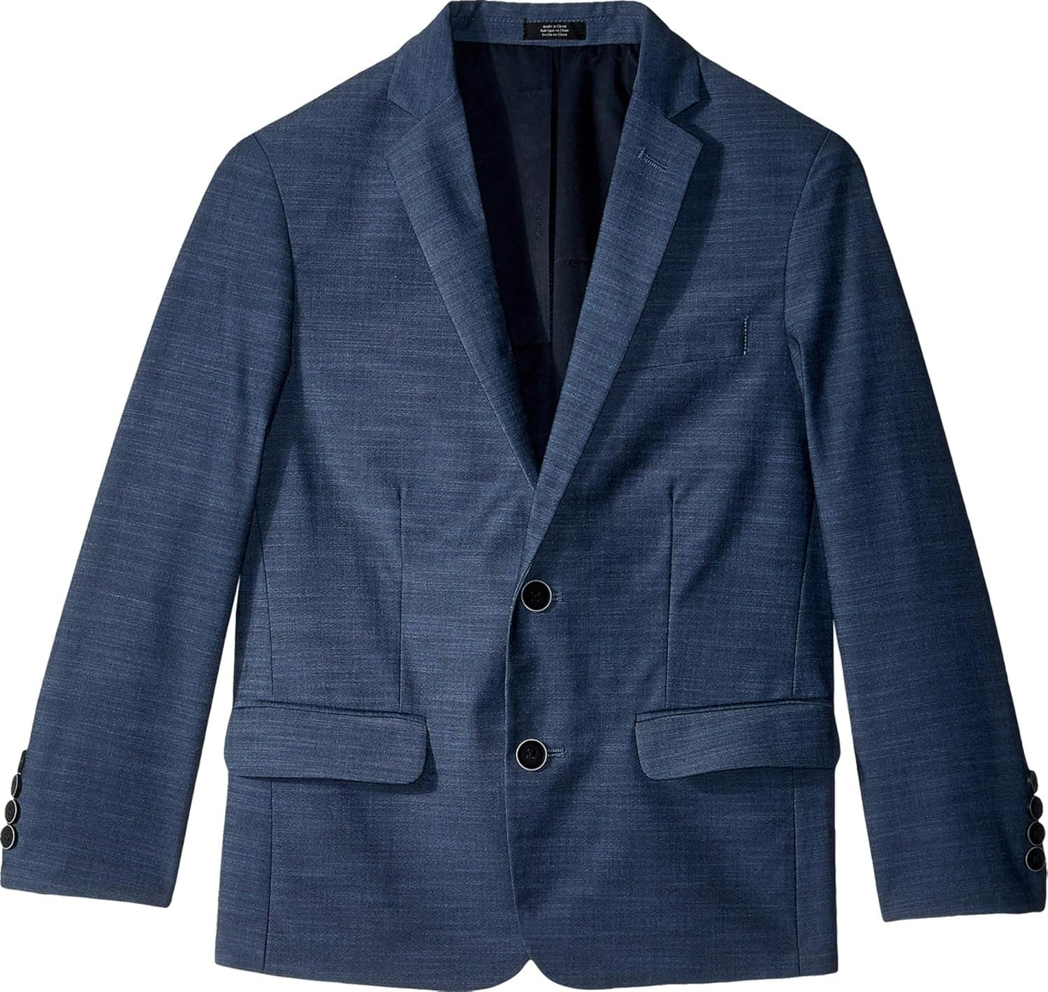 Calvin Klein Boys' Blazer Suit Jacket, 2-button Single Breasted Closure, Buttoned Cuffs & Front Flap Pockets, Blue Weave, 10