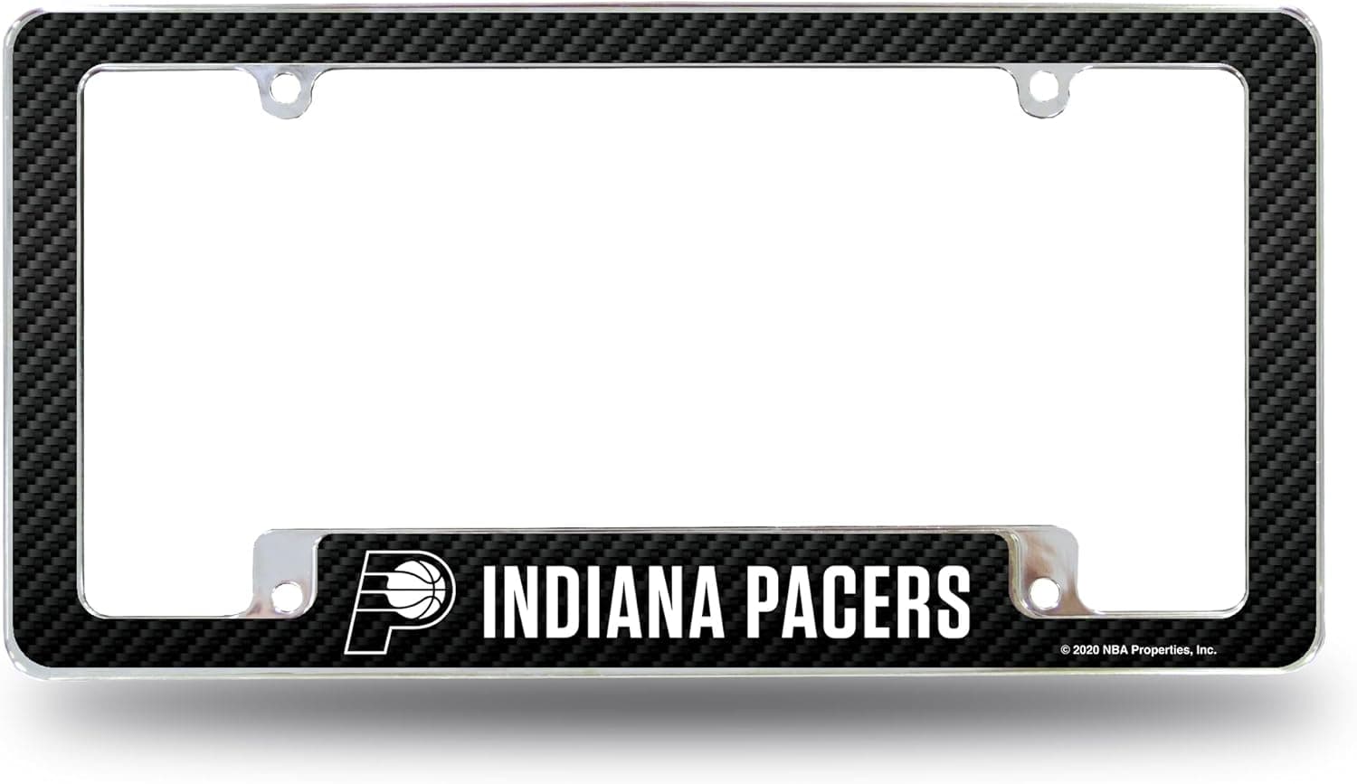 Rico Industries NBA Indiana Pacers Carbon Fiber 12" x 6" Chrome All Over Automotive License Plate Frame for Car/Truck/SUV