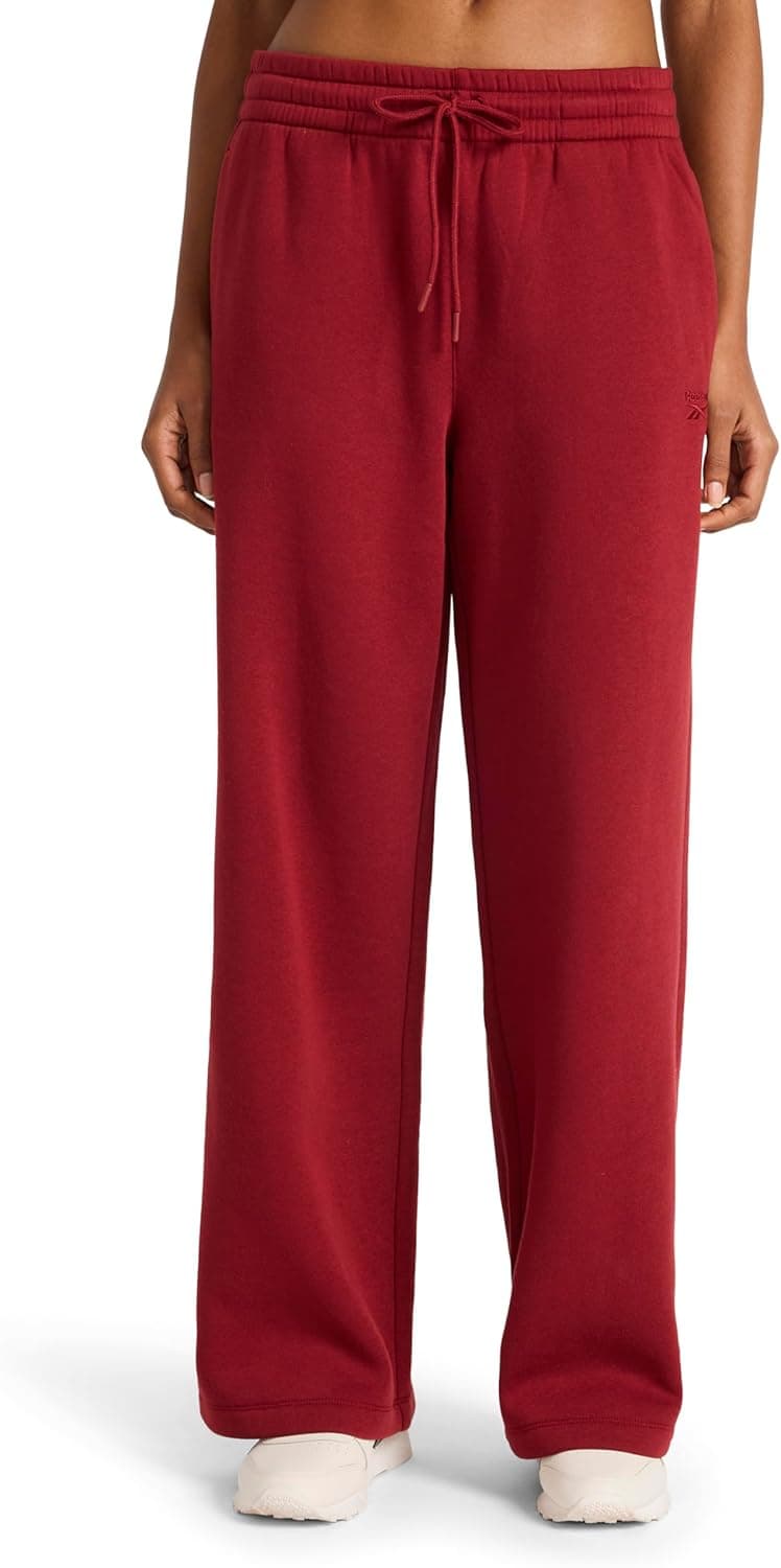 Reebok Women’s Tonal Wide Leg Sweatpant, Standard Fit, 30” Inseam, Midweight Cotton-Poly Fabric, Retro Red, Large