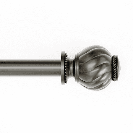 Mainstays 3/4" Pewter Twist Knob Adjustable Single Curtain Rod Set, 30-84"