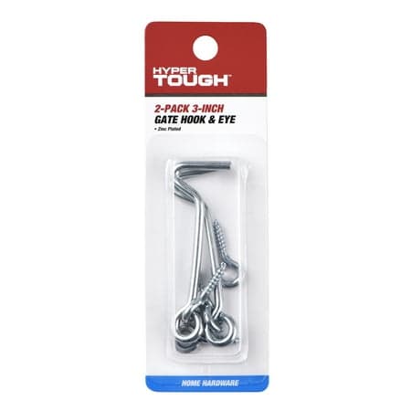 3 in. Gate Hook and Eye, Zinc Plated, 2 Pack