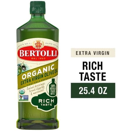 Bertolli Organic Extra Virgin Olive Oil, Rich Taste, First Cold Pressed, Contains Polyphenols, 25.4 fl oz
