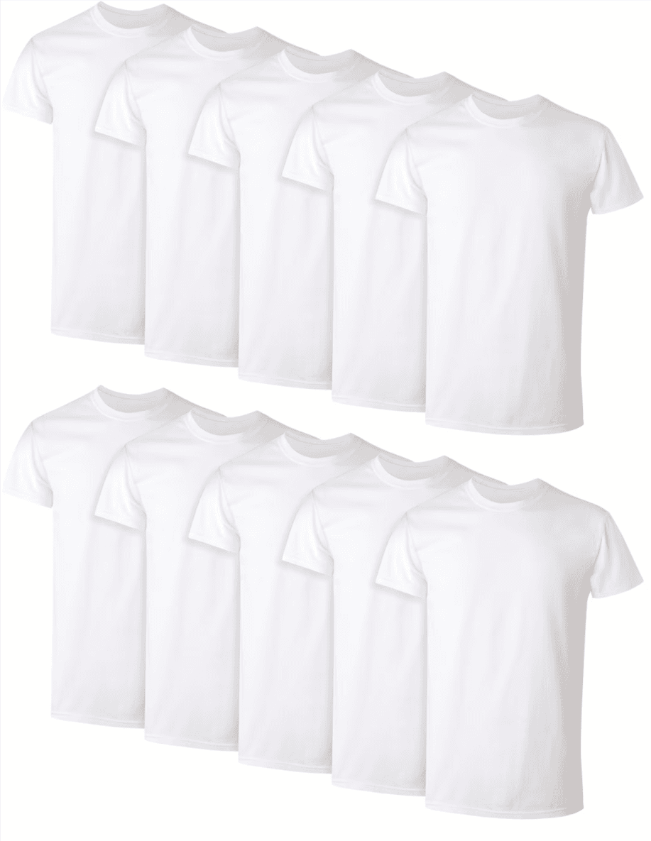 Hanes Men's 10-Pack White Crew T-Shirt Undershirts - 20% Off