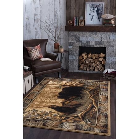 Nature Novelty 5' x 7' Beige and Brown Polypropylene Indoor Area Rug