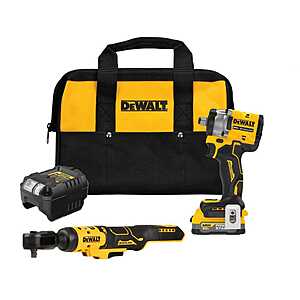 DeWALT 20V Max 1/2" Impact Wrench + 3/8" Ratchet w/ 1.7Ah Battery/Charger $214.50 + Free S&H