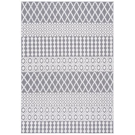 SAFAVIEH Cabana Elouise Ivory/Grey 2'2"X9' Runner Indoor/Outdoor Area Rug Ivory/Grey, 5'5" x 7'7"