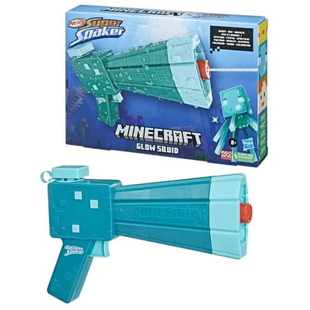 Nerf Super Soaker Minecraft Glow Squid Water Blaster, Minecraft Dungeons Squid Mob Design
