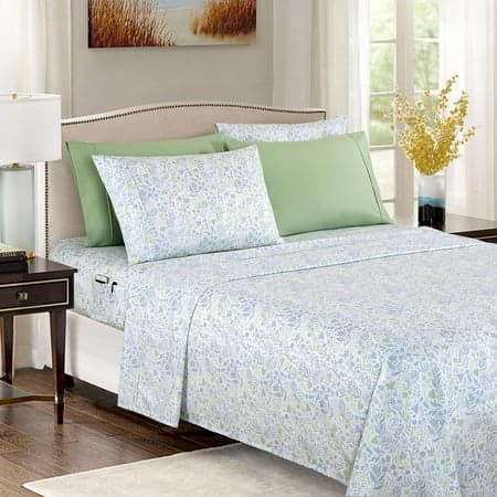 Elegant Comfort 1800 Series Deep Pocket Soft Microfiber 4 Piece Queen Sheet Sets California King, Anita Green