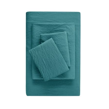 Mainstays Washed Ultra Soft Microfiber Bed Sheet Set, Queen, Cool Water, 4 Piece
