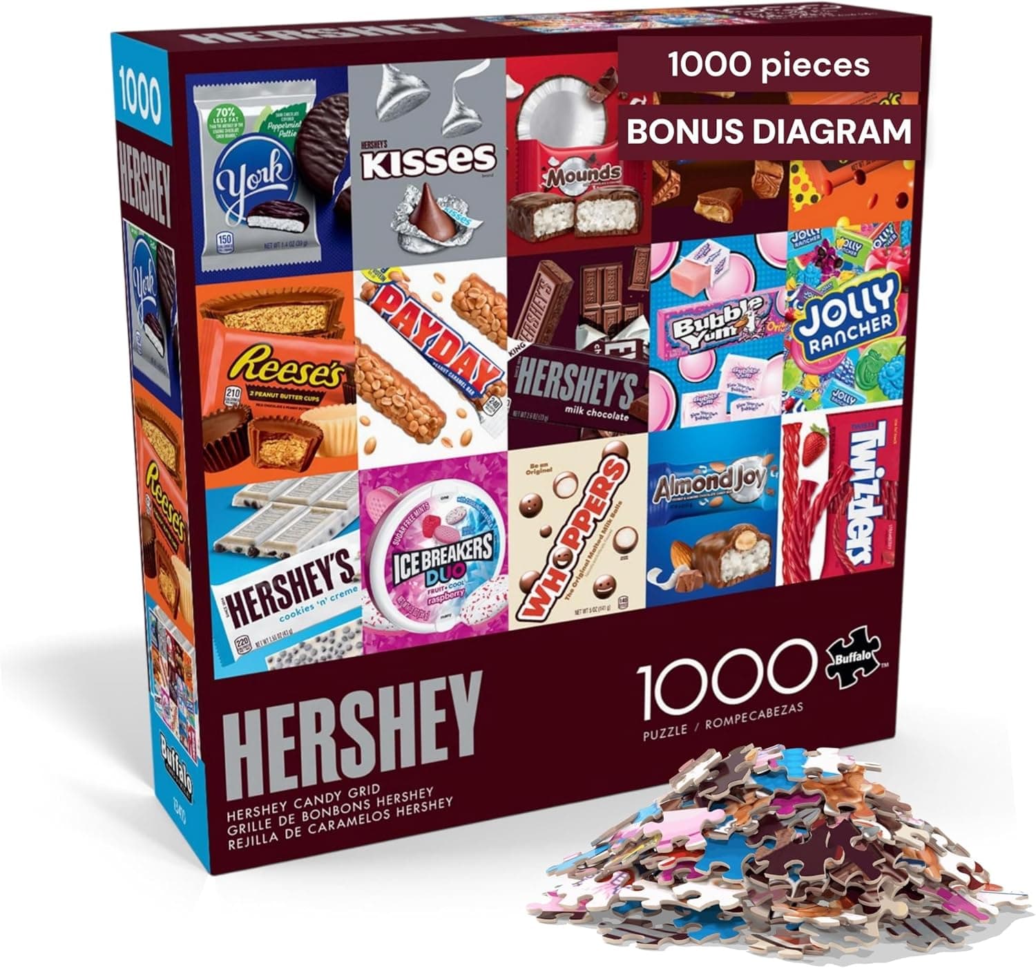 Buffalo Games Hershey Candy Grid 1000 Piece Jigsaw Puzzle for Adults – Classic Chocolate Candy Puzzle with Large Reference Poster