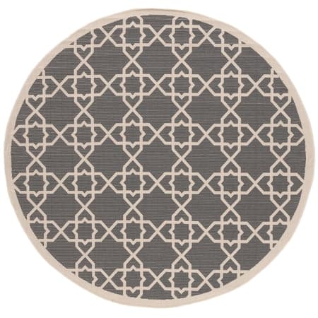 SAFAVIEH Courtyard Carol Geometric Indoor/Outdoor Area Rug, 7'10" x 7'10" Round, Grey/Beige