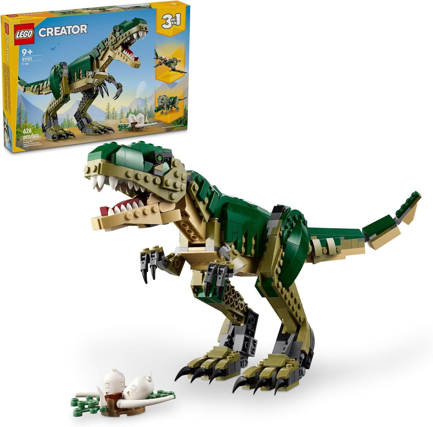 Build Your Own Prehistoric Trio with LEGO Creator 3-in-1 T. Rex Set