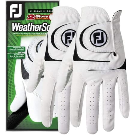 FootJoy Men's WeatherSof Golf Glove - 2 Pack, ML, Left Handed, White