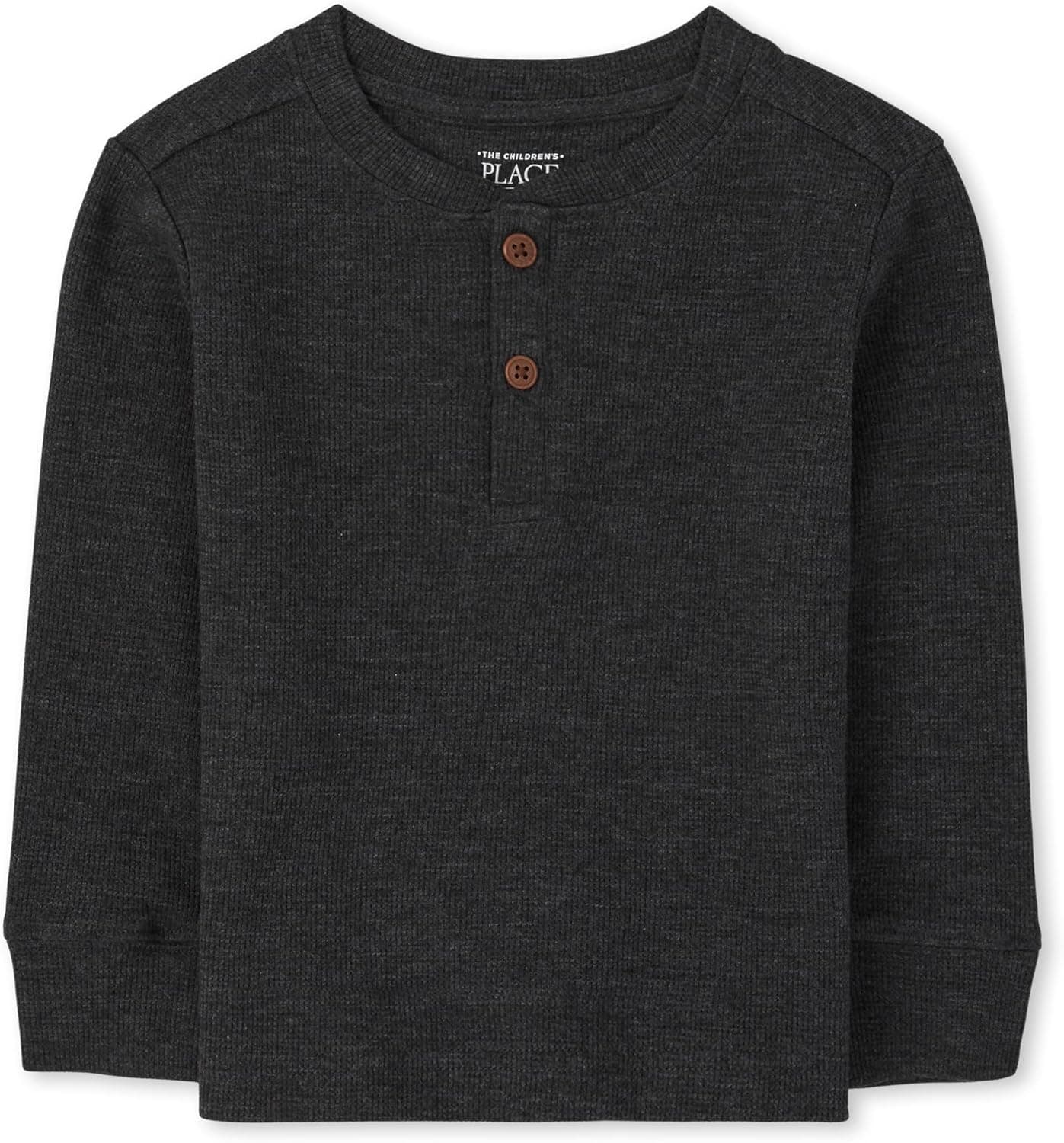 The Children's Place Baby Boys and Toddler Boy Long Sleeve Thermal Henley Top Shirt, Heather Grey, 5T US