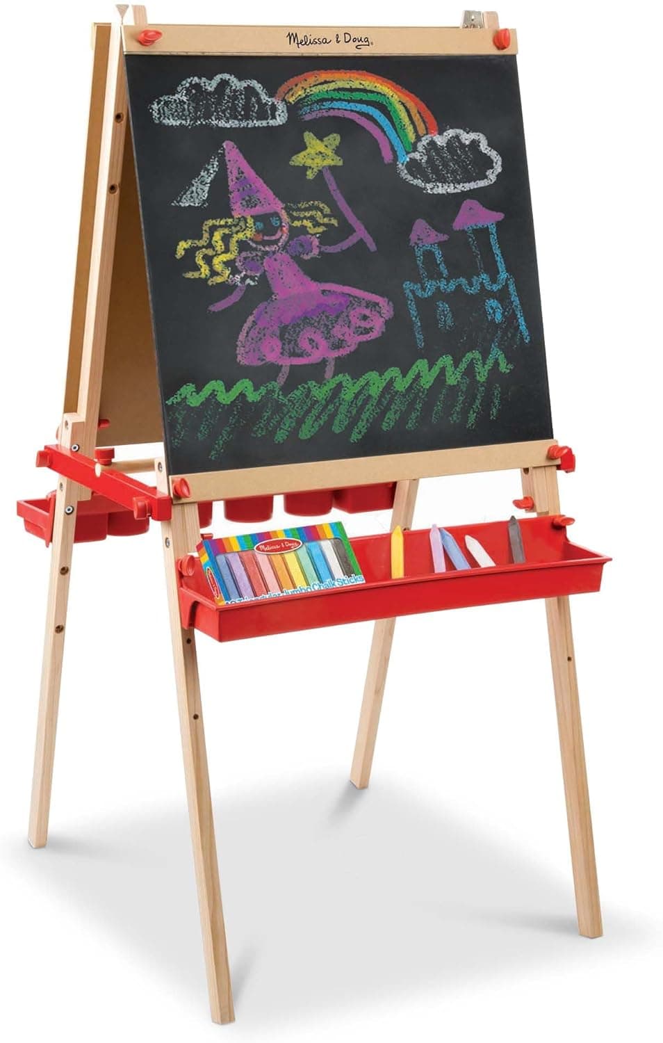 Melissa & Doug Deluxe Magnetic Art Easel - Chalkboard, Dry-Erase, Magnets