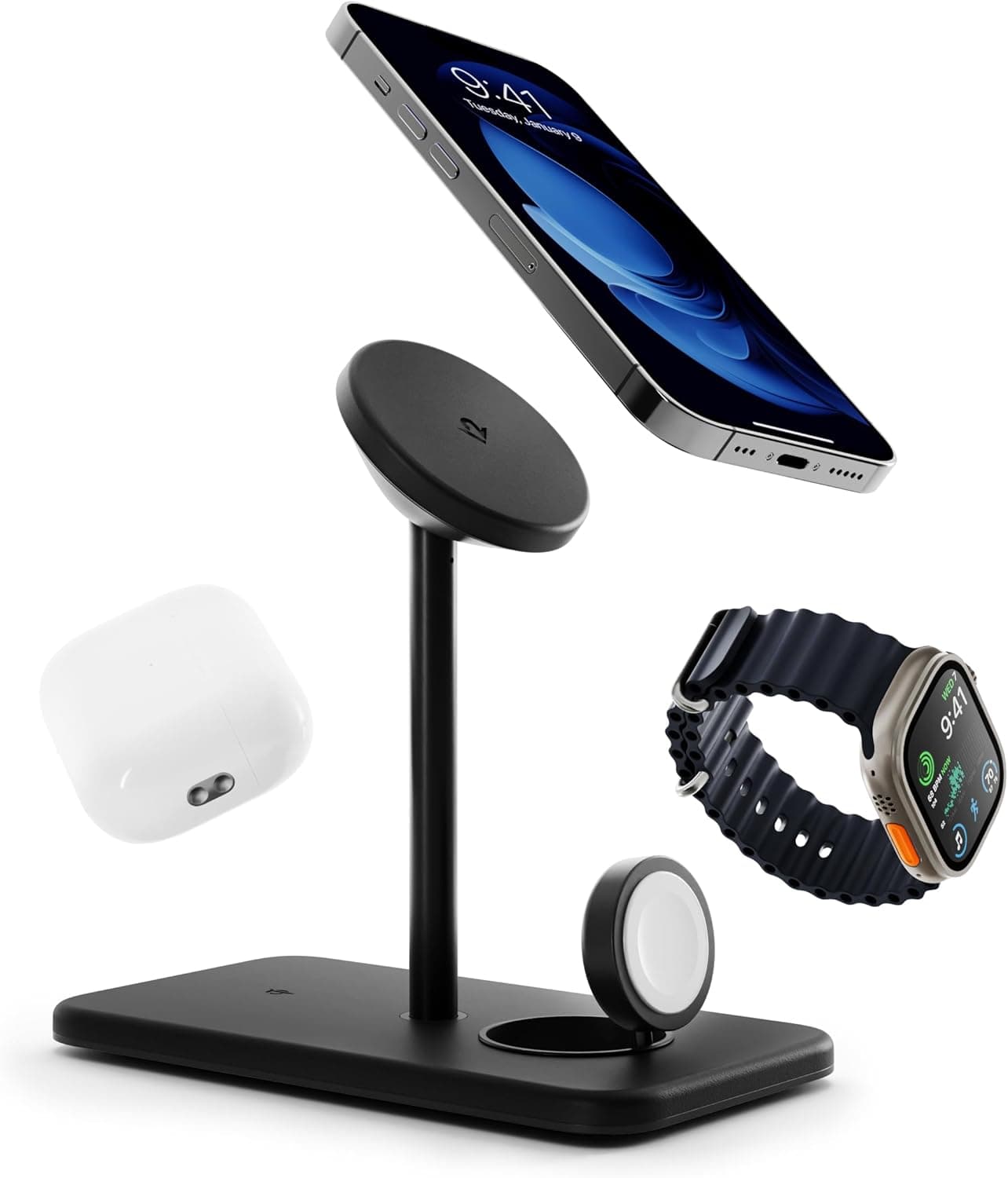 Luxury Wireless MagSafe Charging Stand for iPhone, AirPods, and Apple Watch