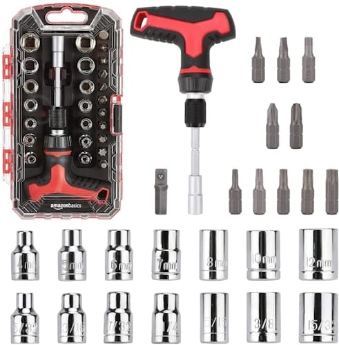 Amazon Basics 27-Pc Magnetic Ratchet Wrench Set - Versatile Tool