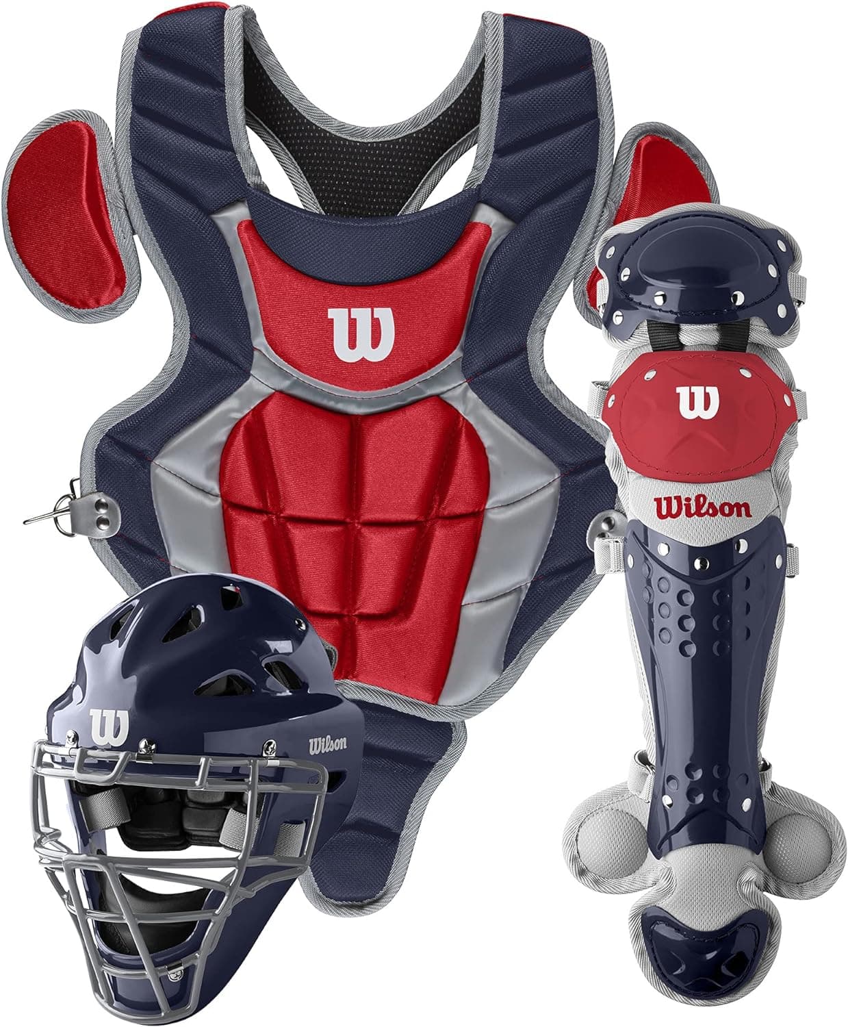 Save on WILSON Youth Catcher's Gear Kit in Navy/Scarlet