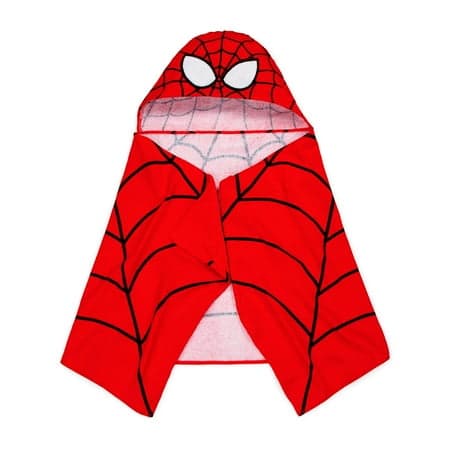 Spider-Man Kids Bath and Beach Hooded Towel Wrap, 51 x 22, 100% Cotton, Red, Marvel