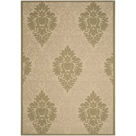 Safavieh Courtyard Jessie Damask Indoor/Outdoor Area Rug, Natural/Olive, 5'3" x 7'7"