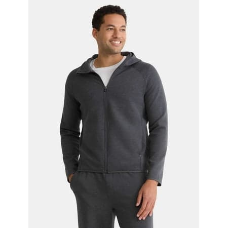 Athletic Works Men's and Big & Tall Fusion Double Knit Full Zip Hooded Sweatshirt Jacket, Sizes S-5XL