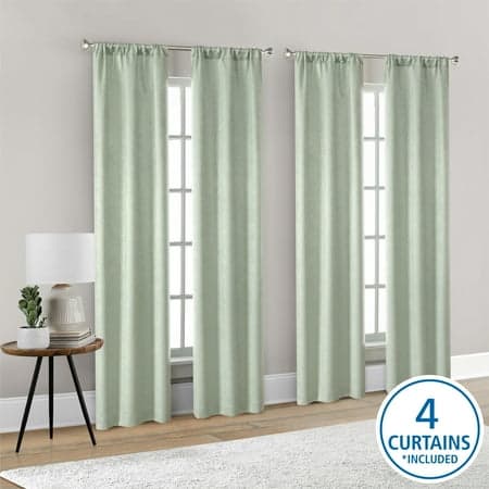Mainstays 4 of a Kind Blackout Curtain Panels, Set of 4, Green, 28" W x 95" L