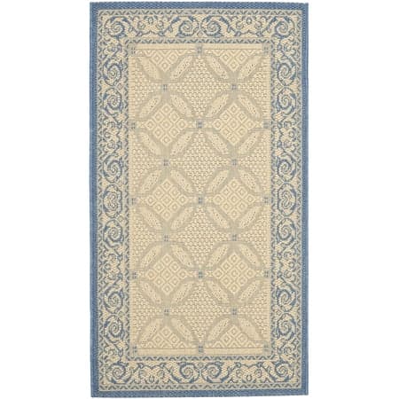 Safavieh Courtyard Gaus Oriental Indoor/Outdoor Area Rug, Natural/Blue, 2' x 3'7"