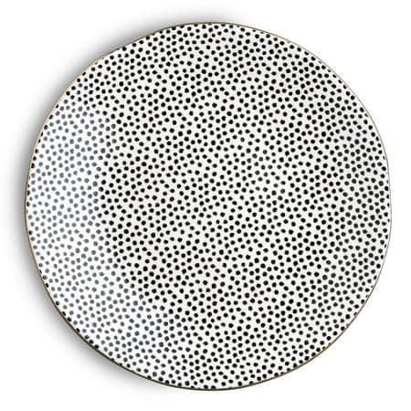 Thyme & Table Dot Ceramic Dinner Plate Black and White